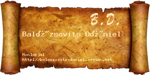 Balázsovits Dániel névjegykártya